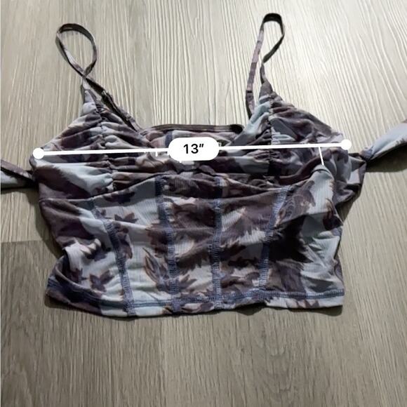 Urban Outfitters UO Ziggy Purple Paisley Print Cold Shoulder Corset‎ Top Size L - Picture 10 of 11